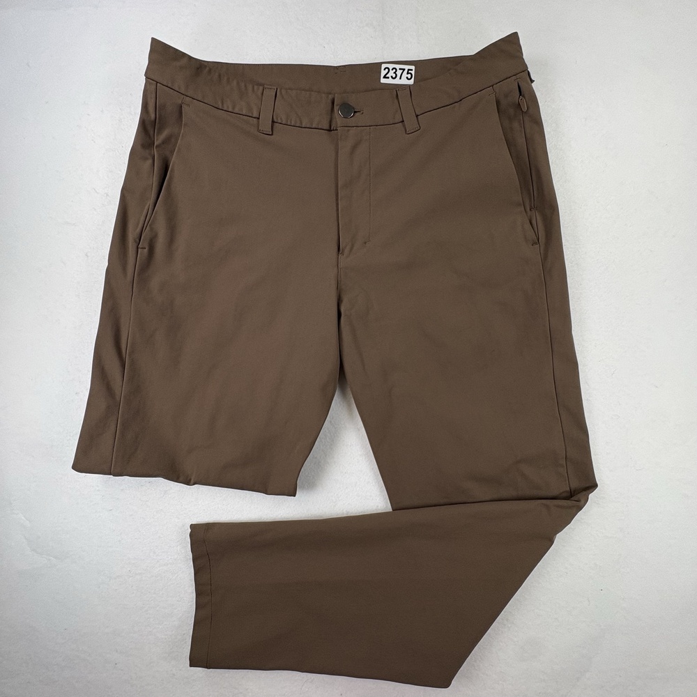 Lululemon Commission Pants Mens 33x29 Brown Slim Fit Warpstreme ABC Stretch